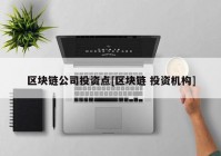 区块链公司投资点[区块链 投资机构]